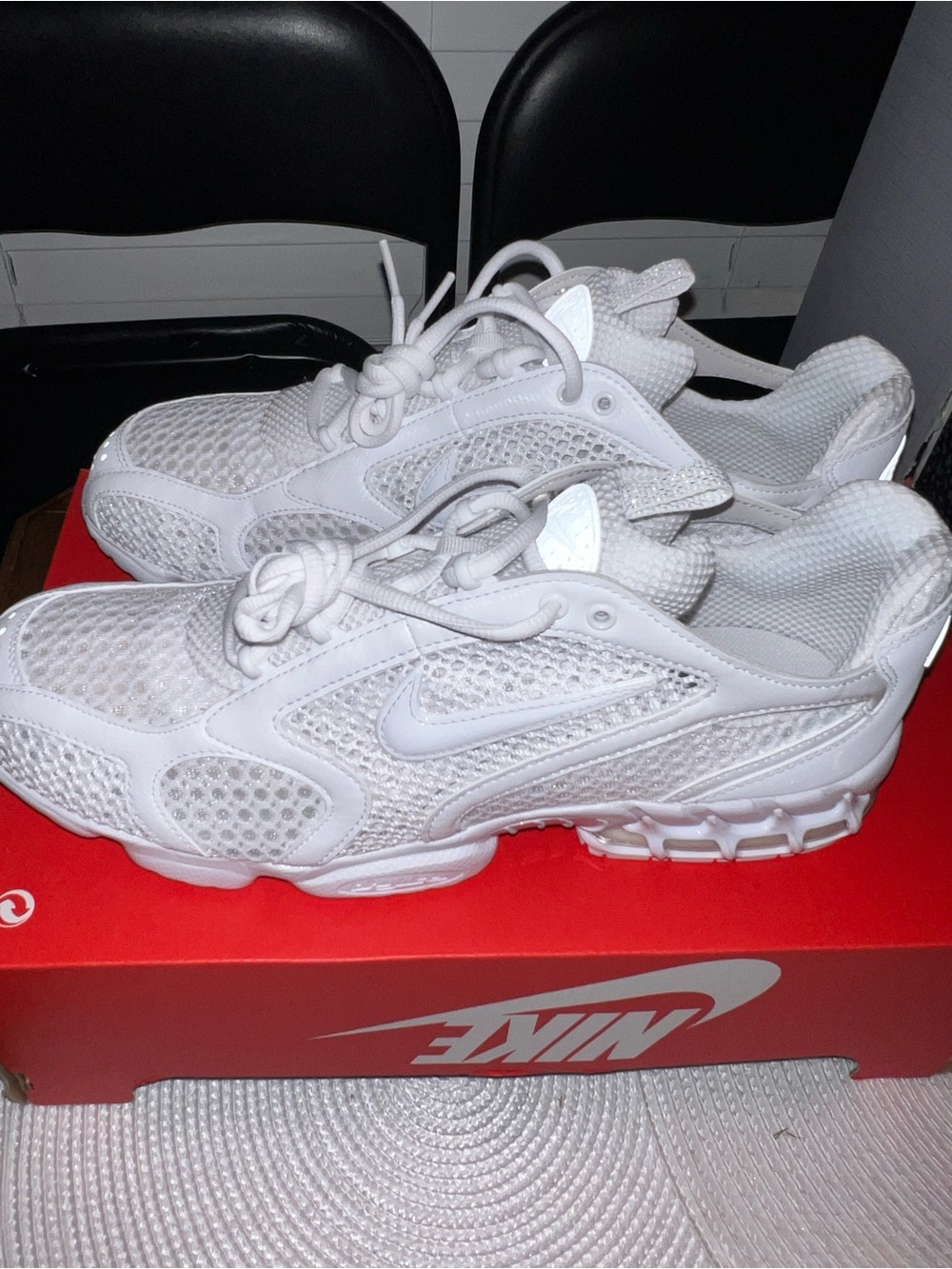 Nike Air Zoom Spiridon Cage 2 Triple White Men's Size 12 CJ1288-100 NEW NO LID!